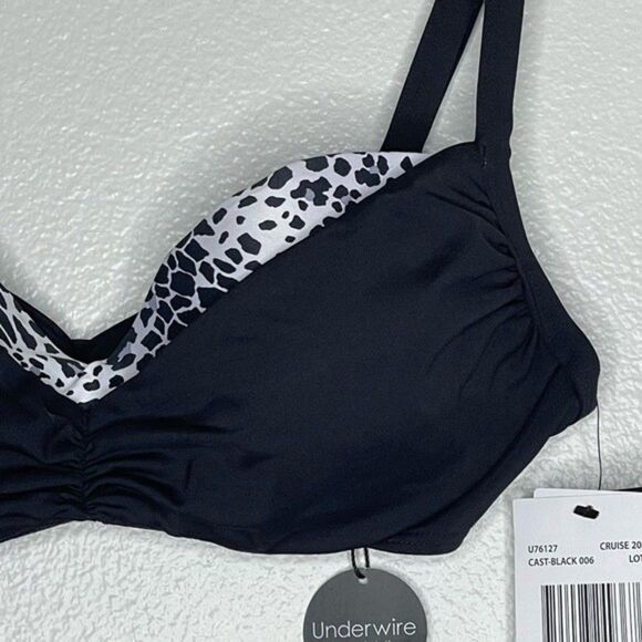 Coco Reef Black Diva Power Underwire Bikini Top Size 32/34C New With Tags - Picture 6 of 16
